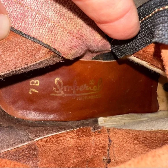 1970s Vintage Cognac Leather Tall Boots Stacked Heel Zip Size 7B - Picture 11 of 11